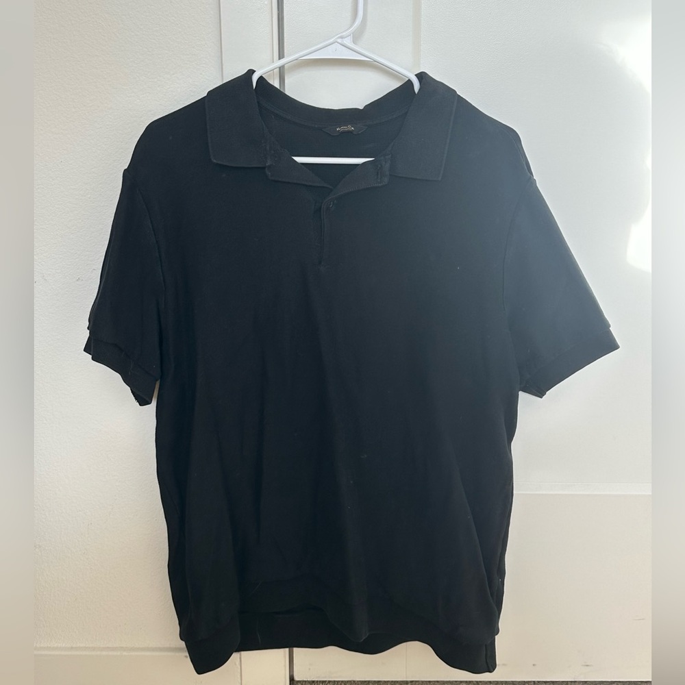 Massimo Dutti Classic Black Polo Shirt